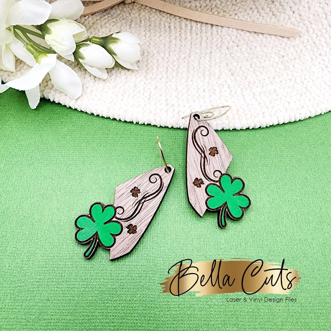 St. Patricks Day Earrings Svg, Laser Cut File, Irish Design Files, Sha –  bellacuts