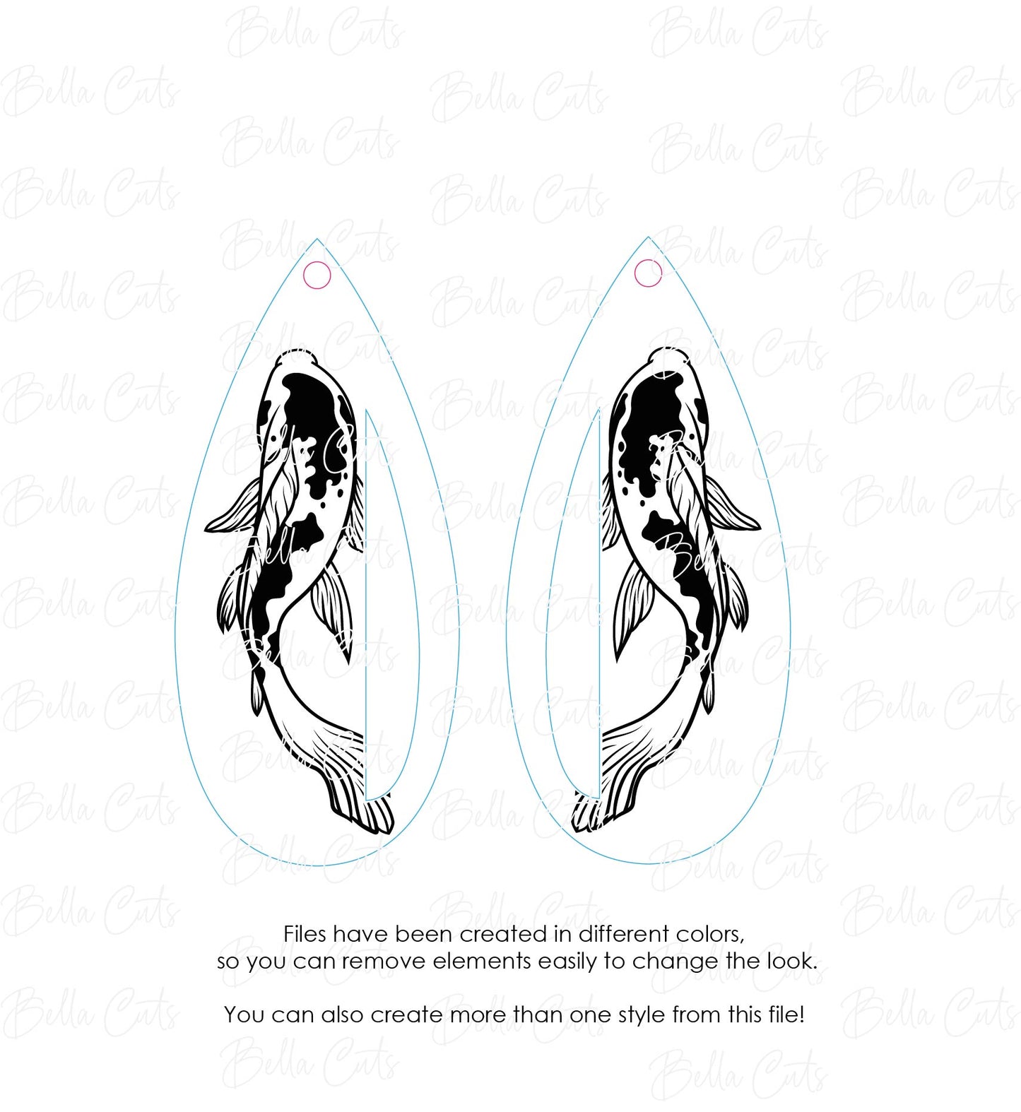 Koi Japanese Garden Laser Cut Engraved Earrings, Digital File Download, SVG DXF, Glowforge Ready, Commercial Use #176