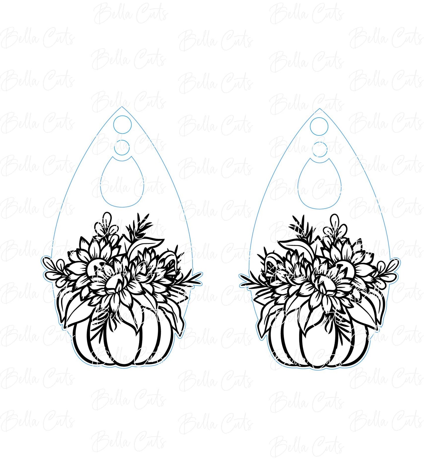 Fall Pumpkin Sunflower Laser Engraved Earrings Digital File Download, SVG DXF, Glowforge Ready, Commercial Use