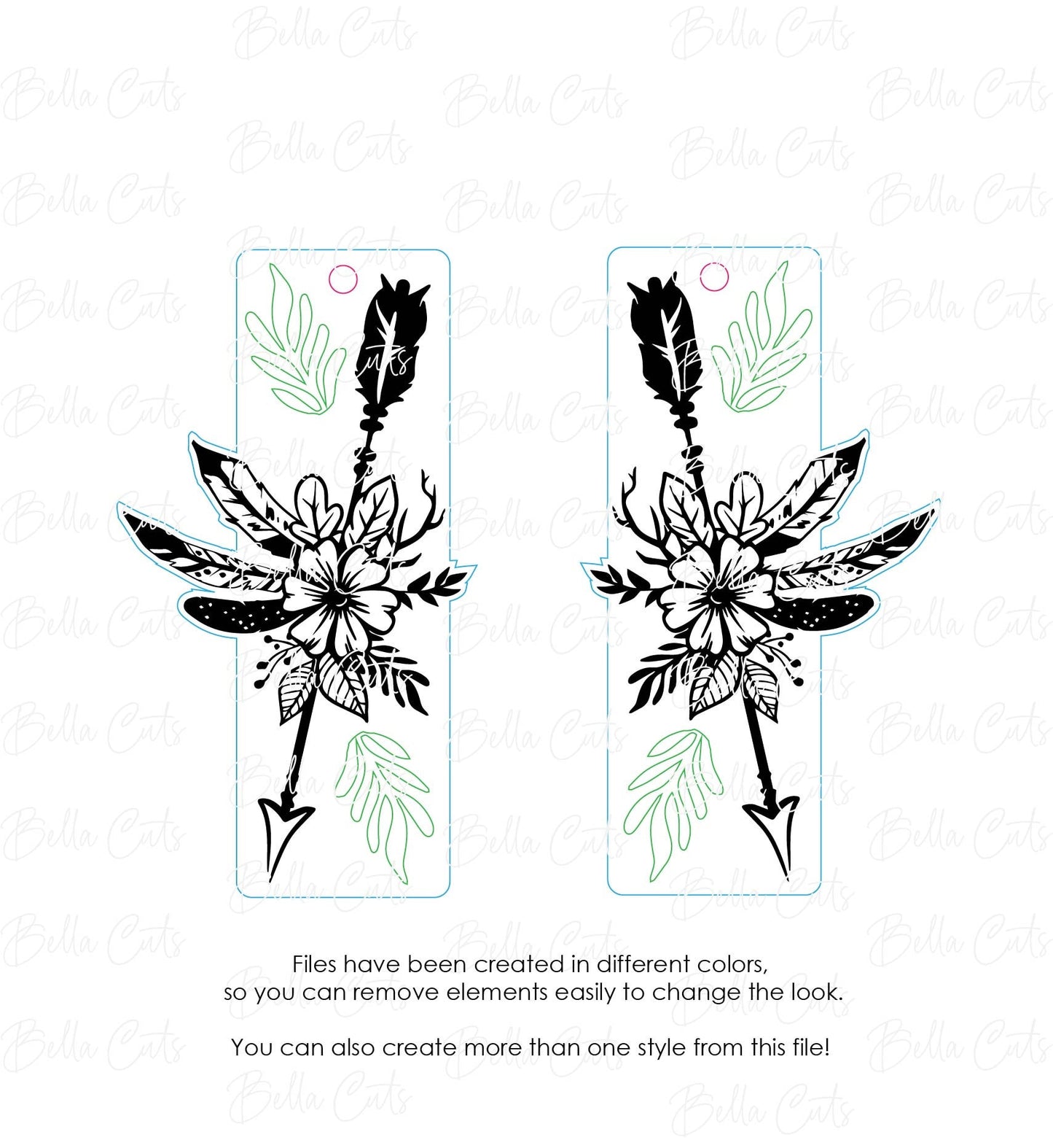 Floral Rustic Boho Arrows Laser Cut Laser Engraved Earrings Digital File Download, SVG DXF, Glowforge Ready, Commercial Use #137