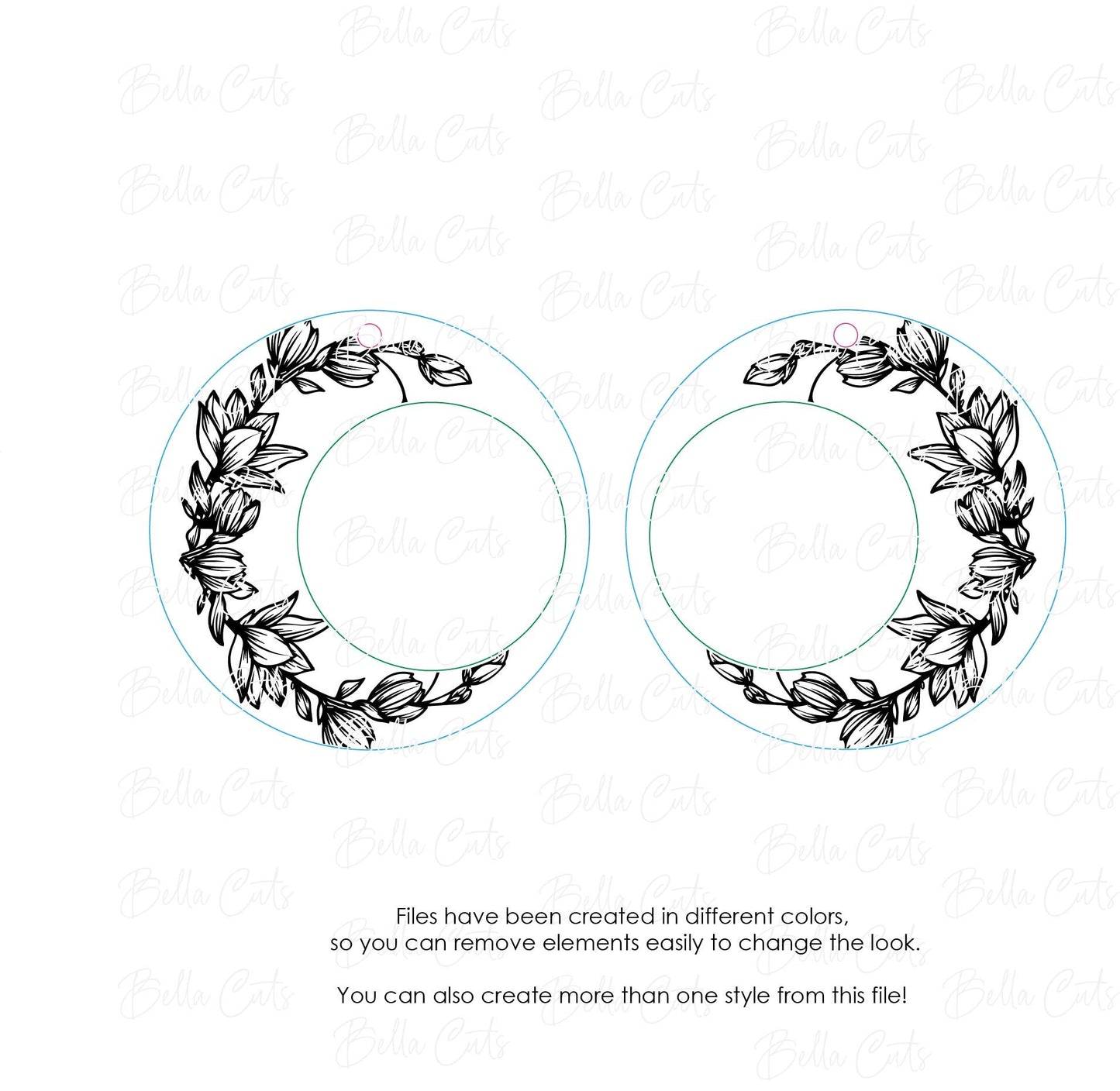 Lily Circle Laser Engraved Earrings Digital Download, Laser Cut, SVG DXF, Glowforge Ready, Commercial Use