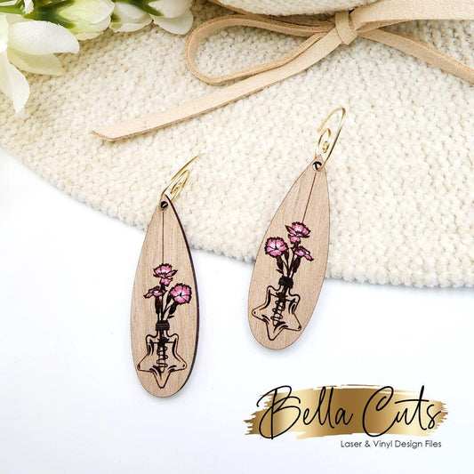 Unique Star Lightbulb Floral Lavender Laser Cut Engraved Earrings, Digital File Download, SVG DXF, Glowforge Ready, Commercial Use