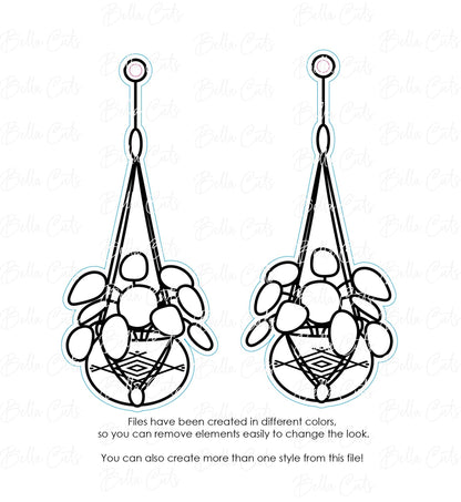 Plant Hanging Basket Gardner Laser Cut Engraved Earrings, Digital File Download, SVG DXF, Glowforge Ready, Commercial Use