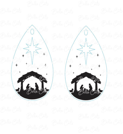 Nativity Jesus Manger Laser Cut Laser Engraved Earrings Digital File Download, SVG DXF, Glowforge Ready, Commercial Use #132