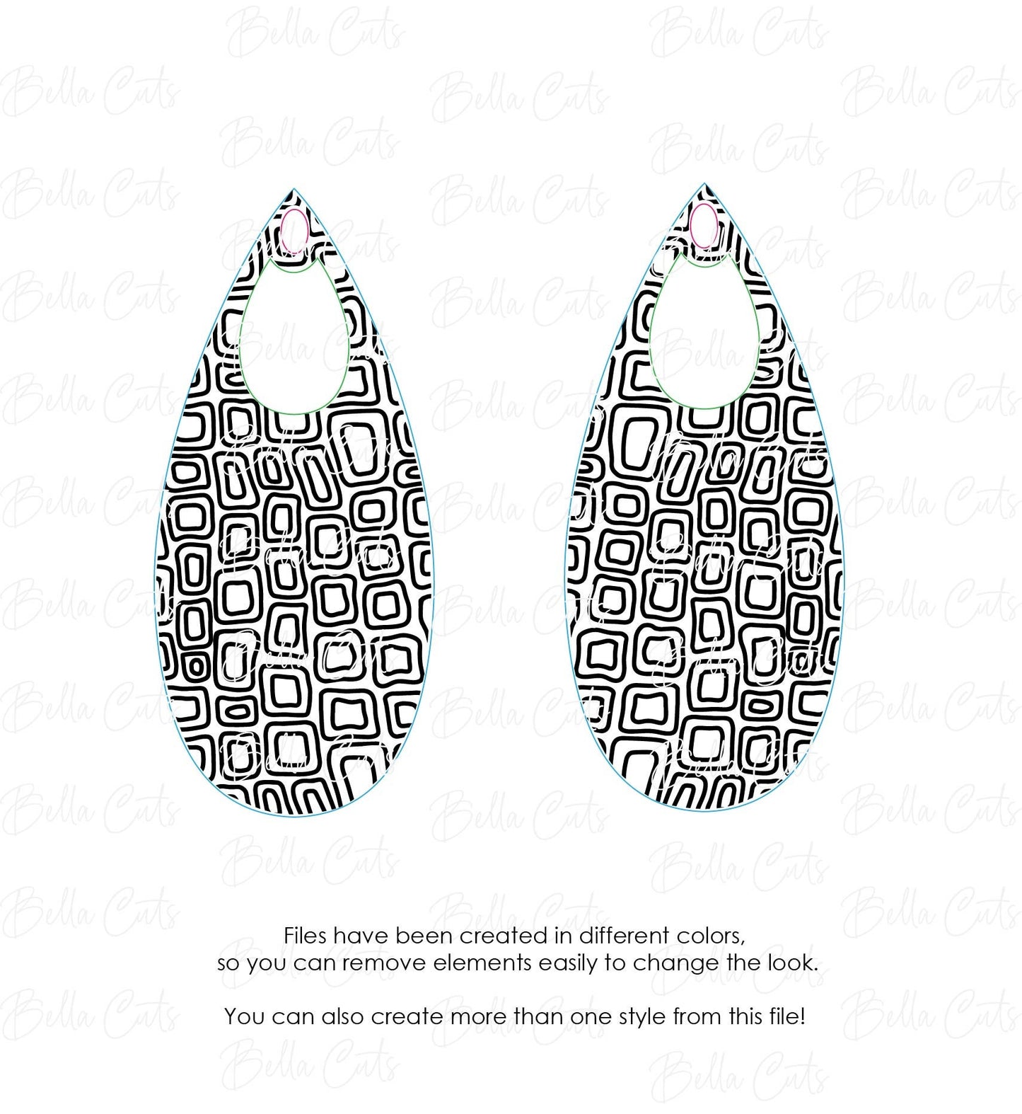 Geometric abstract laser cut earring SVG file for wood or acrylic