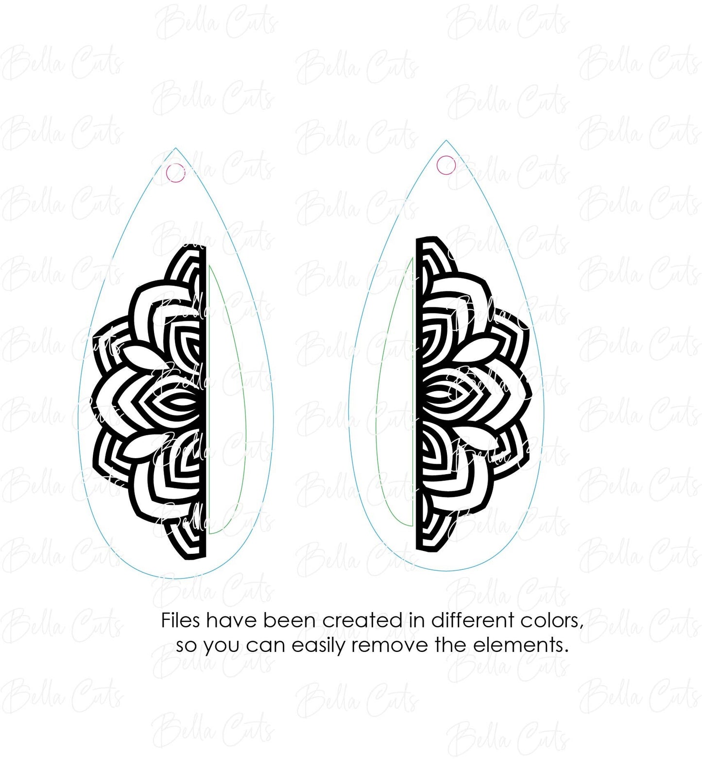 Mandala Floral Cut Engraved Earrings, Digital File Download, SVG DXF, Glowforge Ready, Commercial Use #218