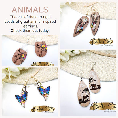 Butterfly Earrings Svg, Floral Earring Svg, Laser Cut Earrings, Drop Earrings SVG file for wood or acrylic #5003