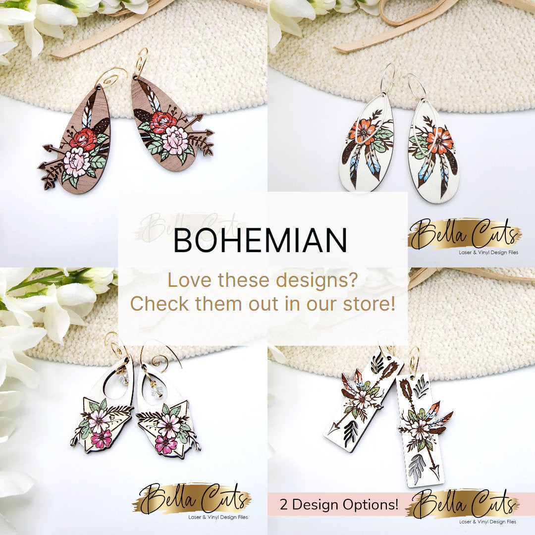 Butterfly Floral Garden laser cut dangle earring SVG file for wood or acrylic #258