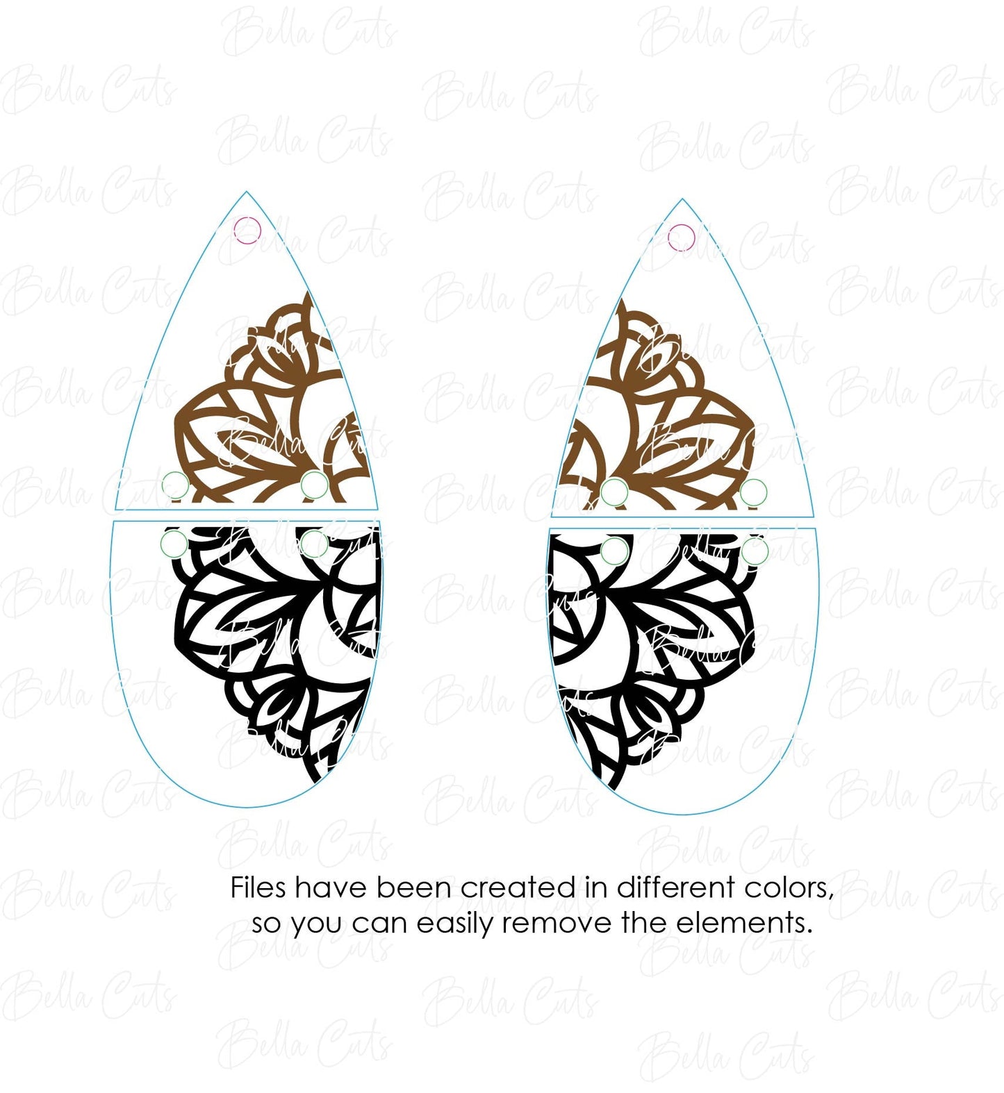 Mandala Dangle Cut Engraved Earrings, Digital File Download, SVG DXF, Glowforge Ready, Commercial Use #224