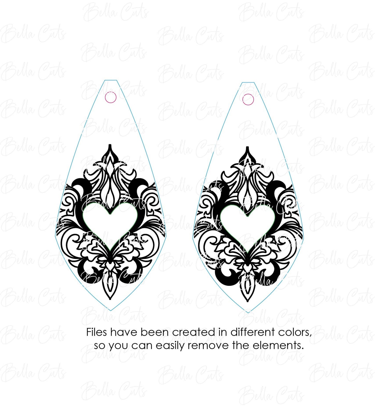 Mandala Heart Cut Engraved Earrings, Digital File Download, SVG DXF, Glowforge Ready, Commercial Use #253