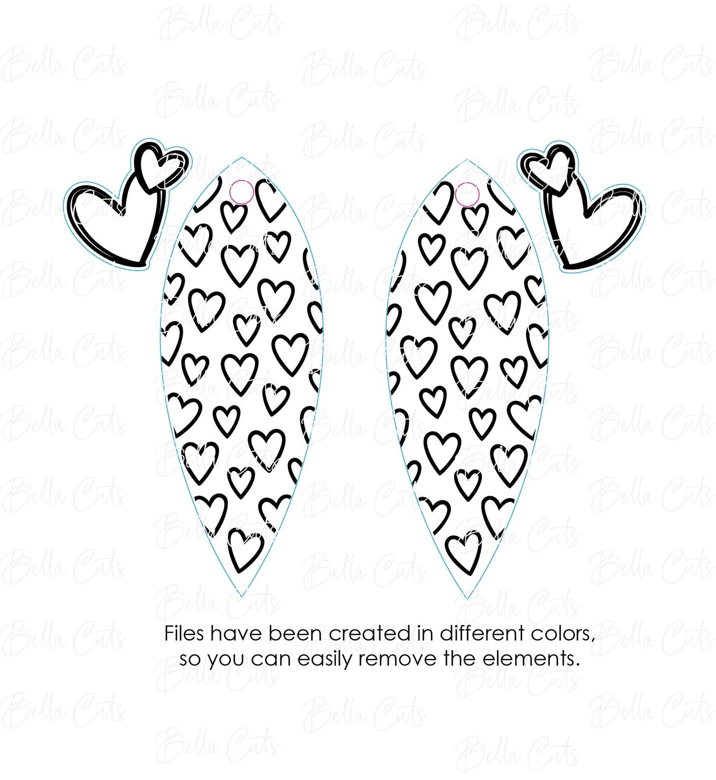 Heart Drop Laser Cut Engraved Earrings, Digital File Download, SVG DXF, Glowforge Ready, Commercial Use #254