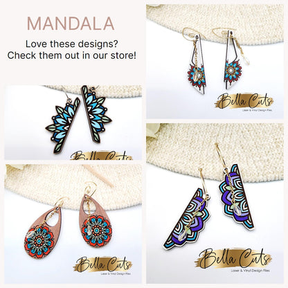 Mandala laser cut dangle earring SVG file for wood or acrylic #280