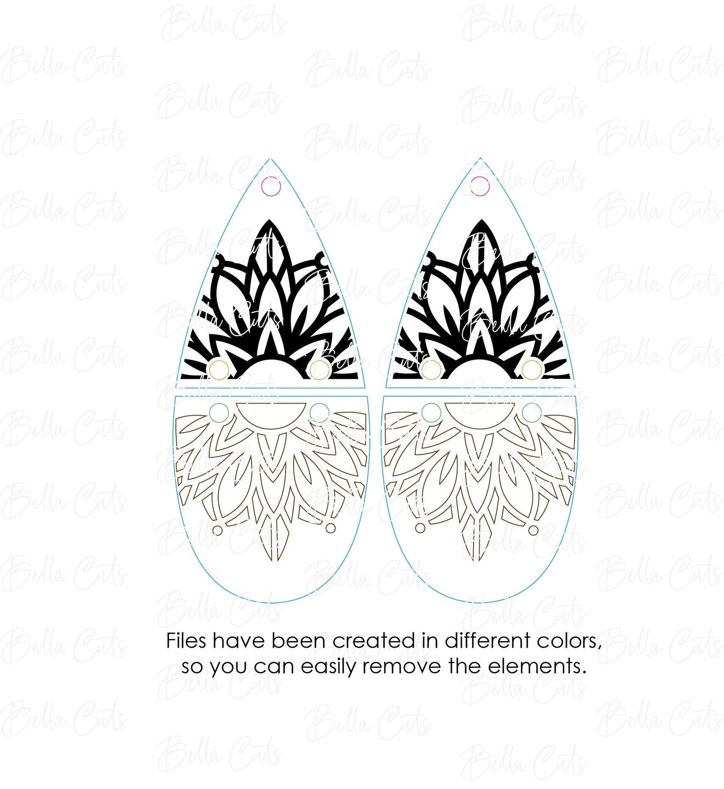 Mandala Cutout Laser Cut Engraved Earrings, Digital File Download, SVG DXF, Glowforge Ready, Commercial Use #277