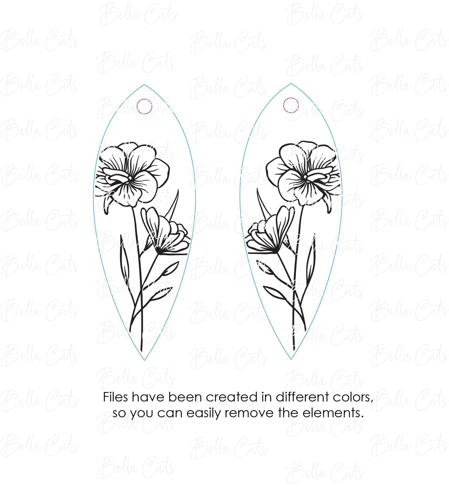 Hibiscus Floral Earrings Laser Cut Engraved Earrings, Digital File Download, SVG DXF, Glowforge Ready, Commercial Use #287