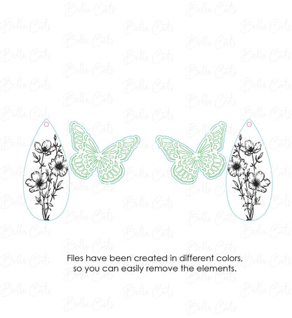 Butterfly 2 in 1 laser cut dangle earring SVG file for wood or acrylic #293