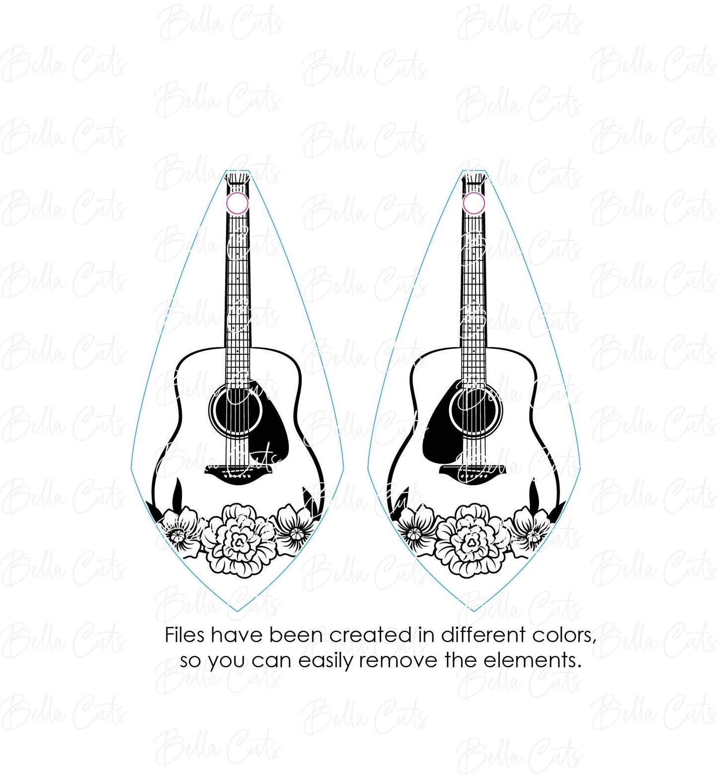 Guitar Music Laser Cut Engraved Earrings, Digital File Download, SVG DXF, Glowforge Ready, Commercial Use #275