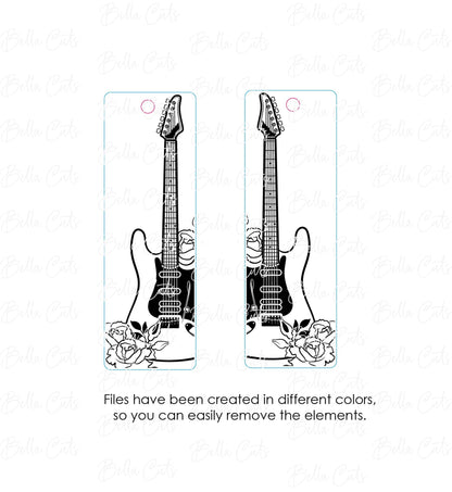 Guitar Music Laser Cut Engraved Earrings, Digital File Download, SVG DXF, Glowforge Ready, Commercial Use #276