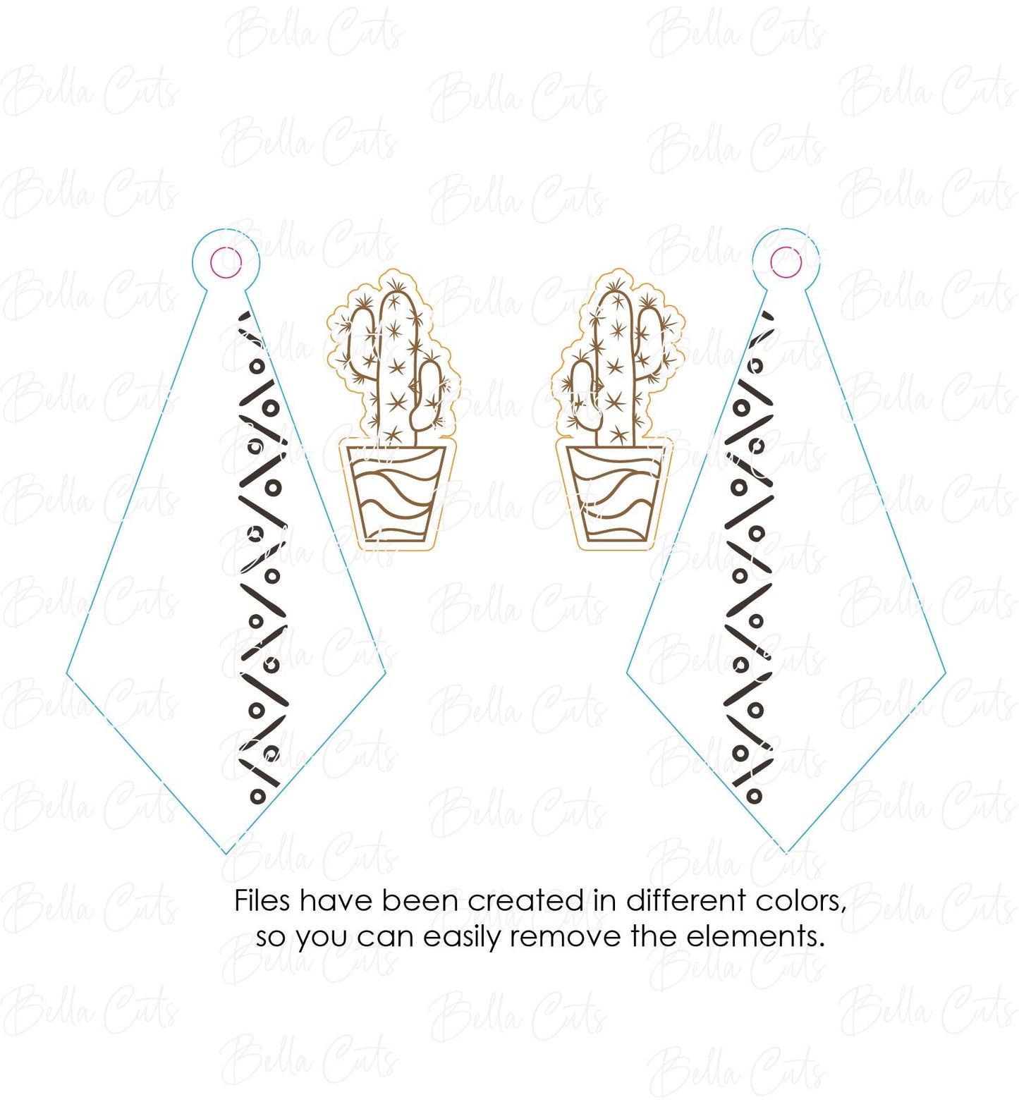 Cactus laser cut dangle earring SVG file for wood or acrylic #297