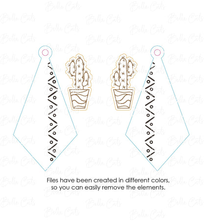 Cactus laser cut dangle earring SVG file for wood or acrylic #297