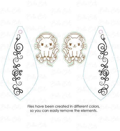 Gamer Cat Earrings Svg, Cat Laser Cut File, Gamer Earring Design Files, Cat Wood Earrings Svg, Acrylic Earring Svg, Commercial Use #299