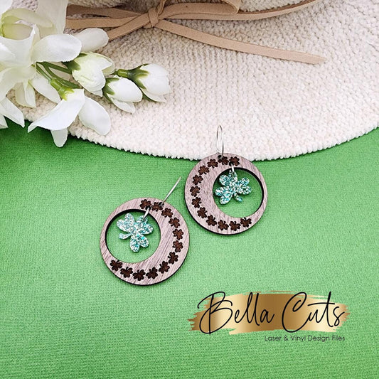 St. Patricks Day Earrings Svg, Laser Cut File, Irish Design Files, Shamrock Wood Earrings Svg, Acrylic Earring Svg, Commercial Use #343