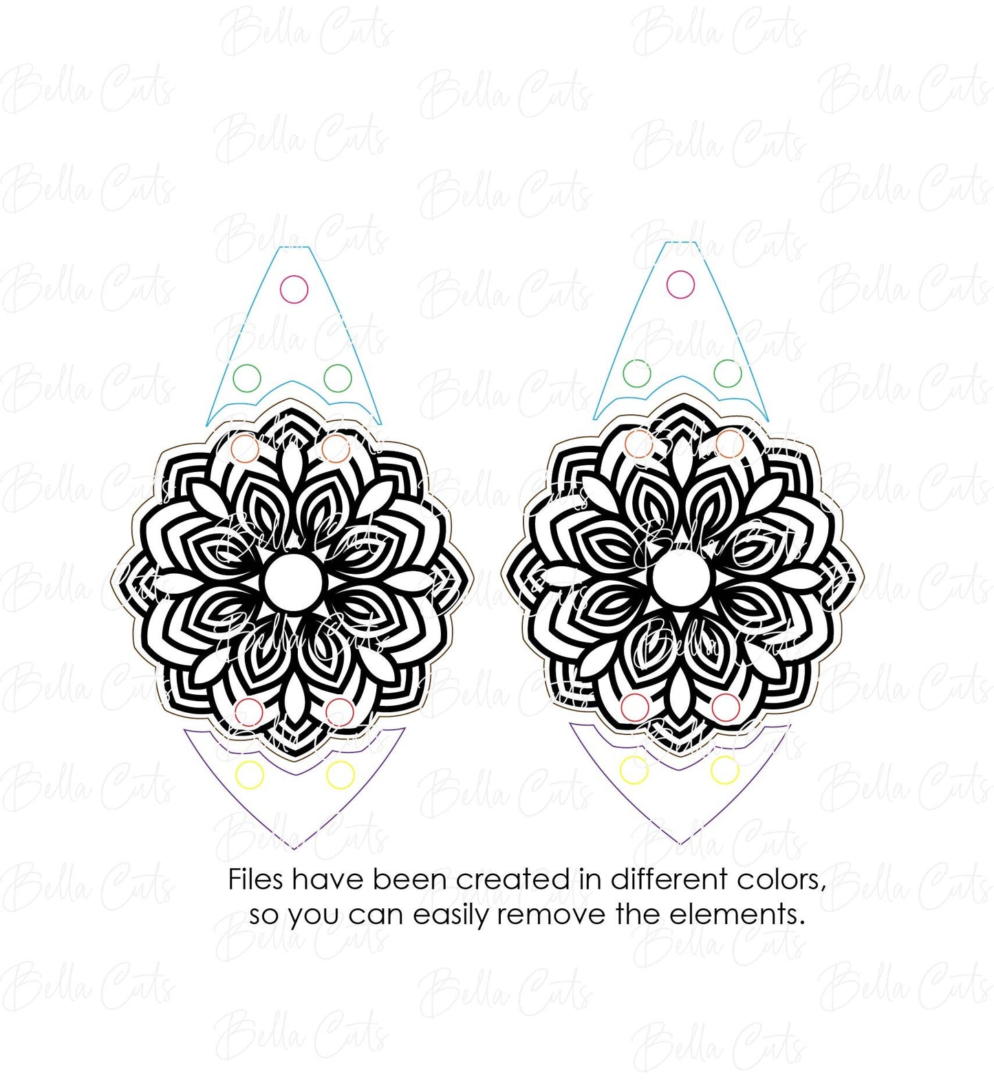 Mandala Floral Earring Laser Cut Engraved Earrings, Acrylic Laser Digital File Download, SVG DXF, Glowforge Ready, Commercial Use #281