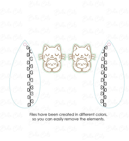 Mama Cat Earrings Svg, Kitten Laser Cut File, Earring Design Files, Mother Cat Wood Earrings Svg, Acrylic Earring Svg, Commercial Use #303