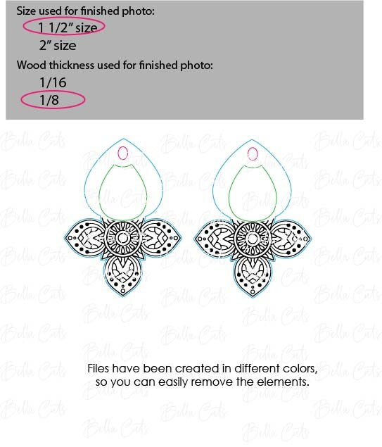 Mandala Cross laser cut dangle earring SVG file for wood or acrylic #361