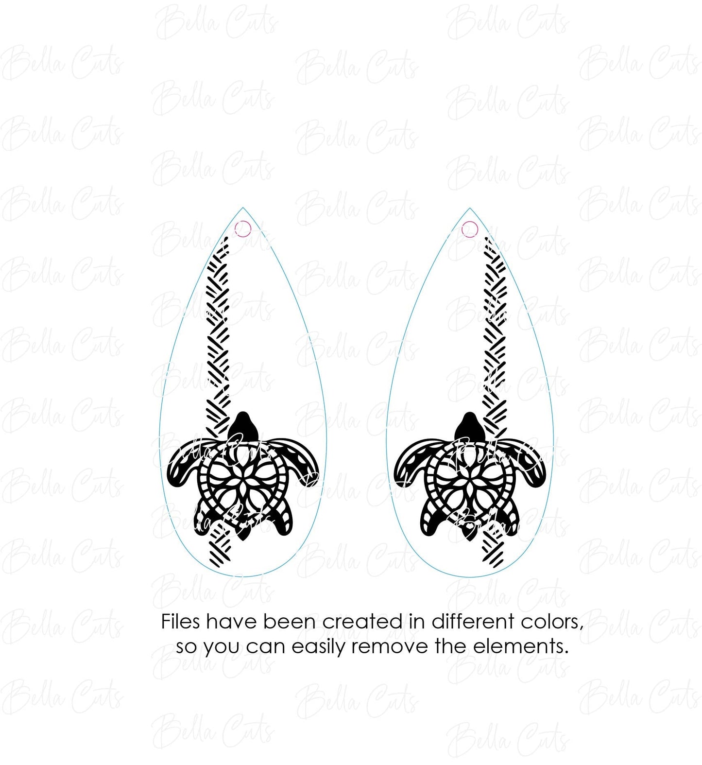 Sea Turtle laser cut dangle earring SVG file for wood or acrylic #333