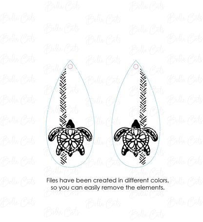 Sea Turtle laser cut dangle earring SVG file for wood or acrylic #333