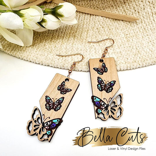 Butterfly laser cut dangle earring SVG file for wood or acrylic #340