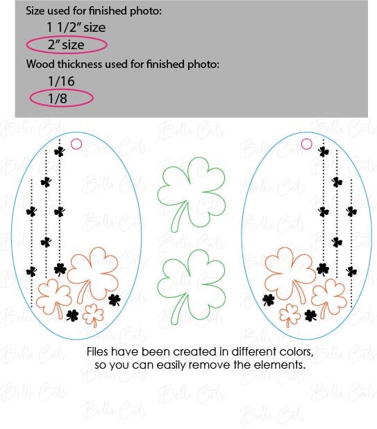 St Patricks Shamrock laser cut dangle earring SVG file for wood or acrylic #344