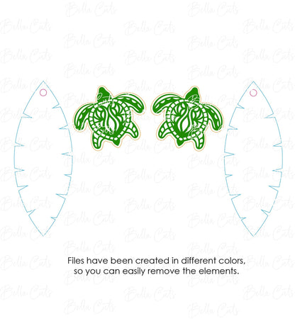 Sea Turtles laser cut dangle earring SVG file for wood or acrylic #332