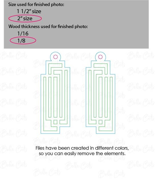 Geometric Rectangle laser cut dangle earring SVG file for wood or acrylic, Commercial Use #367