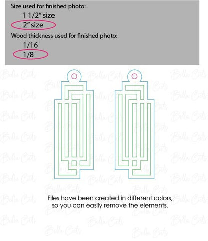 Geometric Rectangle laser cut dangle earring SVG file for wood or acrylic, Commercial Use #367