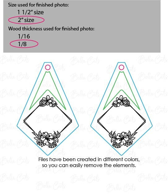 Floral Earring laser cut dangle earring SVG file for wood or acrylic, Commercial Use #339