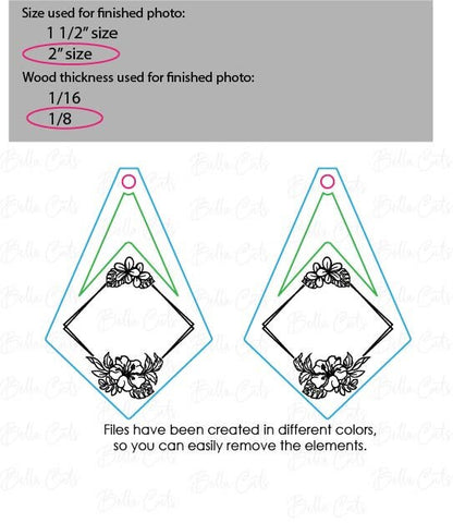 Floral Earring laser cut dangle earring SVG file for wood or acrylic, Commercial Use #339