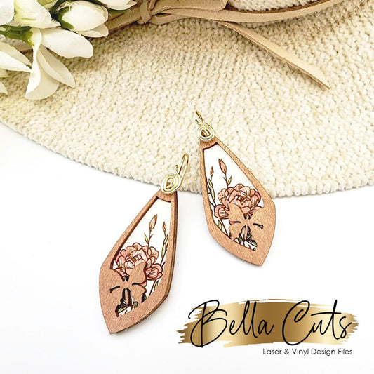 Butterfly Floral laser cut dangle earring SVG file for wood or acrylic #350