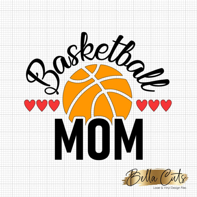 Basketball Mom with Hearts SVG digital download Vinyl, Cricut Ready File #V102