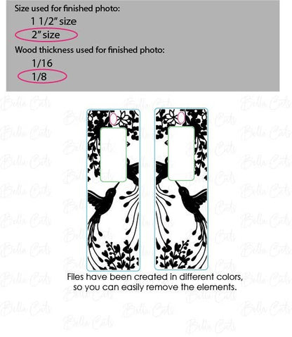 Decorative Floral Bird rectangle laser cut dangle earring SVG file for wood or acrylic #386