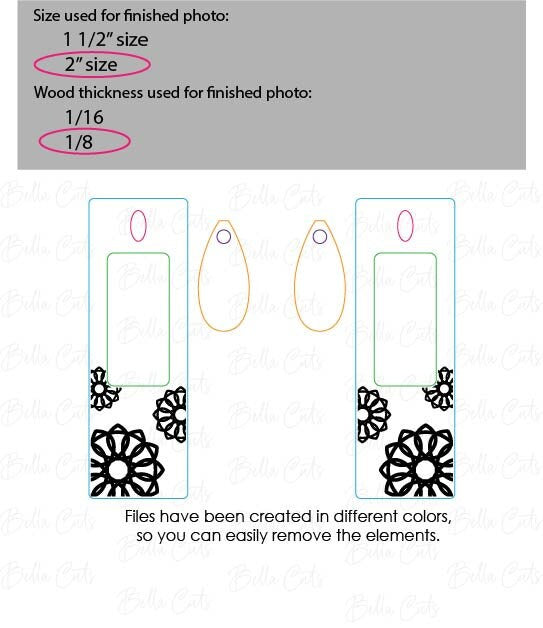 Geometric Swirls laser cut dangle earring SVG file for wood or acrylic #356