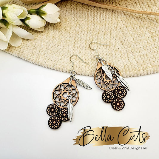 Geometric Swirls laser cut dangle earring SVG file for wood or acrylic #362