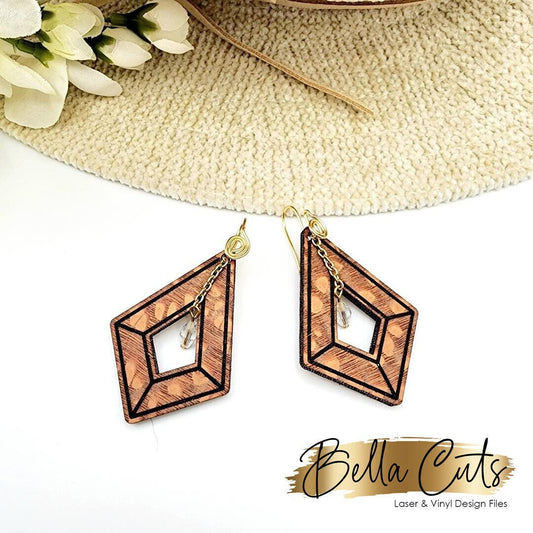 Geometric diamond Earring laser cut dangle earring SVG file for wood or acrylic #369