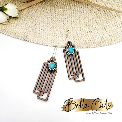 Geometric Rectangle laser cut dangle earring SVG file for wood or acrylic, Commercial Use #367