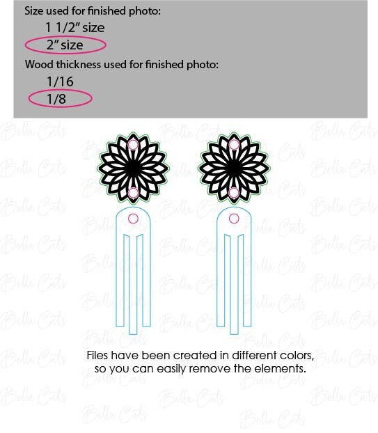 Mandala Floral Earring laser cut dangle earring SVG file for wood or acrylic, Commercial Use #366