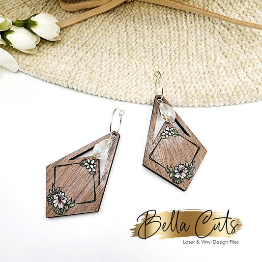 Floral Earring laser cut dangle earring SVG file for wood or acrylic, Commercial Use #339