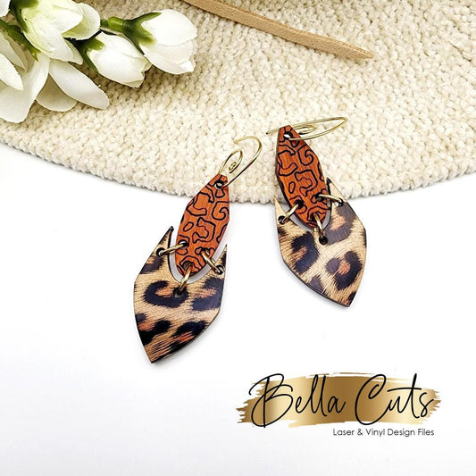 Leopard Print SVG Teardrop Earring, Animal Print, Wood Earring, laser cut dangle earring SVG file for wood or acrylic #390