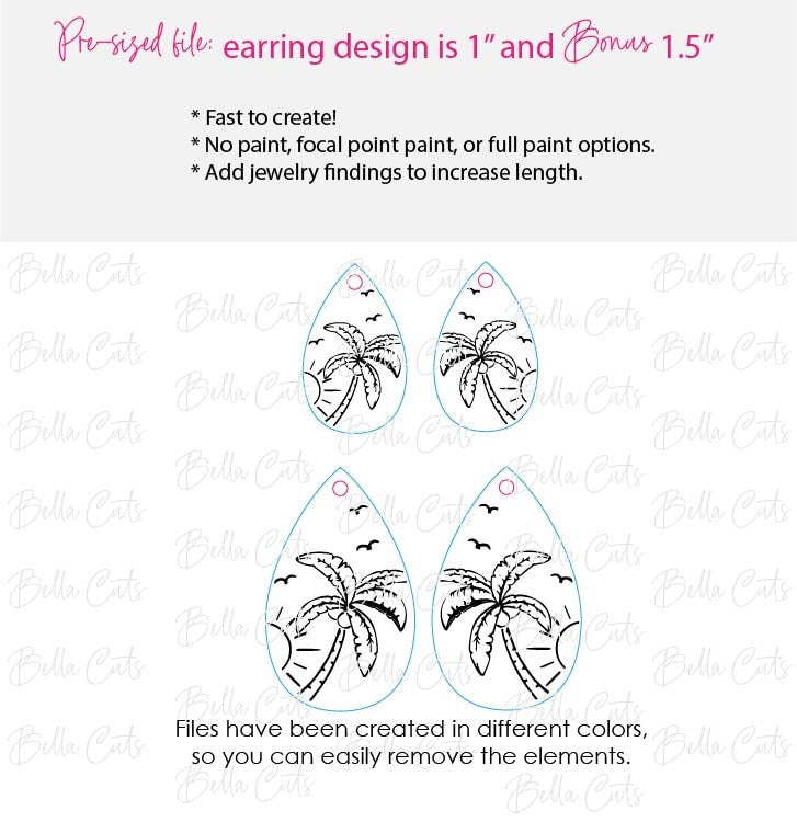 Palm Tree Earrings Drop Svg, Tropical Earring Svg, Laser Cut Earrings, Drop Earrings SVG file for wood or acrylic #5010