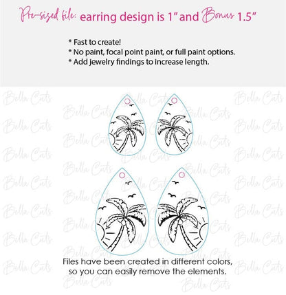 Palm Tree Earrings Drop Svg, Tropical Earring Svg, Laser Cut Earrings, Drop Earrings SVG file for wood or acrylic #5010