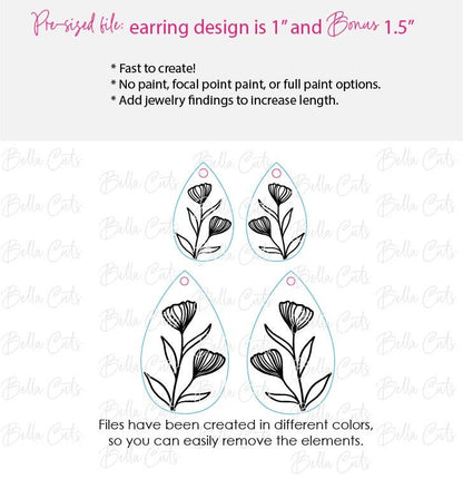 Tulip Earrings Svg, Floral Earring Svg, Laser Cut Earrings, Drop Earrings SVG file for wood or acrylic #5002